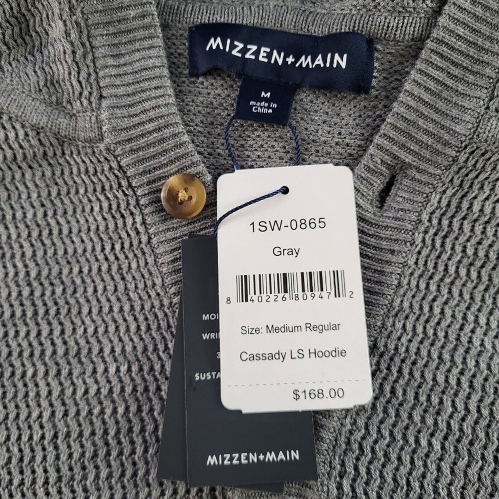 Mizzen + Main Sweater Mens Medium Cassady Hoodie Henley Pullover Button - Picture 4 of 6